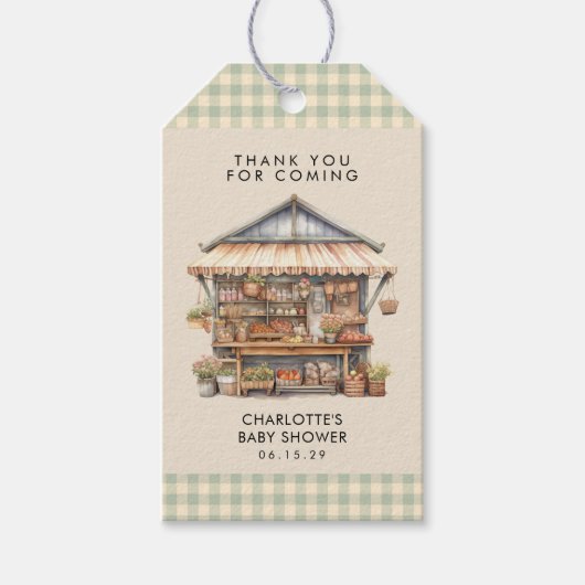 Plaatselijk geteelde Baby shower van de landbouwma Cadeaulabel (Voorkant)