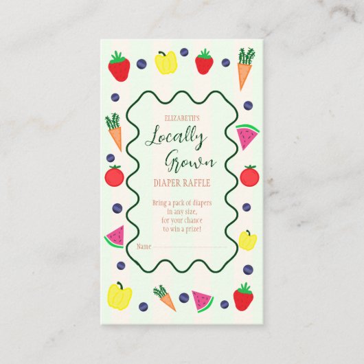 Plaatselijk geteelde Baby shower van de landbouwma Informatiekaartje (Voorkant)