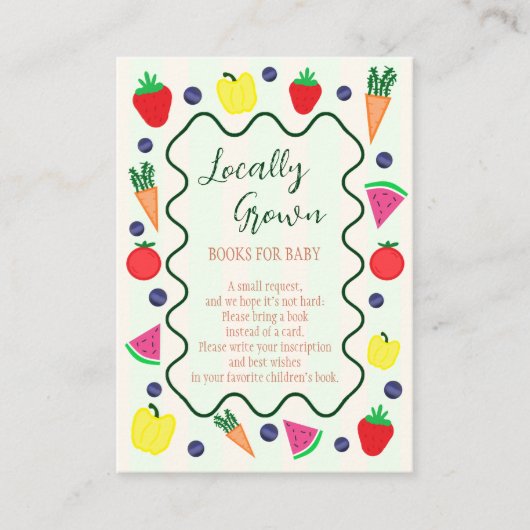 Plaatselijk geteelde Baby shower van de landbouwma Informatiekaartje (Voorkant)