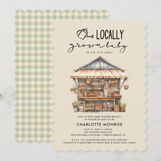 Plaatselijk geteelde Baby shower van de landbouwma Kaart (Voorkant / Achterkant)