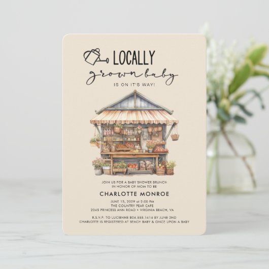 Plaatselijk geteelde Baby shower van de landbouwma Kaart (Staand voorkant)