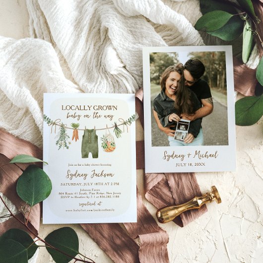 Plaatselijk geteelde Baby shower van de landbouwma Kaart