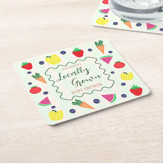Plaatselijk geteelde Baby shower van de landbouwma Kartonnen Onderzetters (Schuin)