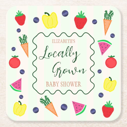 Plaatselijk geteelde Baby shower van de landbouwma Kartonnen Onderzetters (Voorkant)