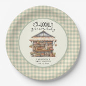 Plaatselijk geteelde Baby shower van de landbouwma Papieren Bordje (Voorkant)