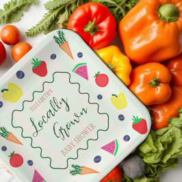 Plaatselijk geteelde Baby shower van de landbouwma Papieren Bordje