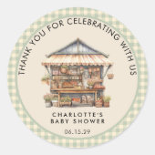 Plaatselijk geteelde Baby shower van de landbouwma Ronde Sticker (Voorkant)