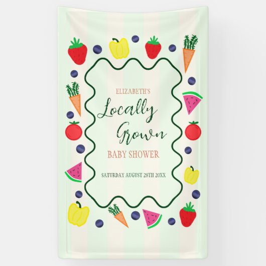 Plaatselijk geteelde Baby shower van de landbouwma Spandoek (Verticaal)