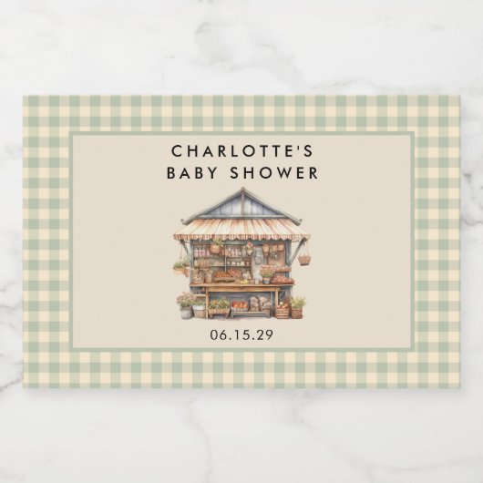 Plaatselijk geteelde Baby shower van de landbouwma Sparkling Wijnetiket (Enkel label)