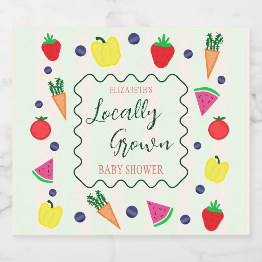 Plaatselijk geteelde Baby shower van de landbouwma Sparkling Wijnetiket (Enkel label)