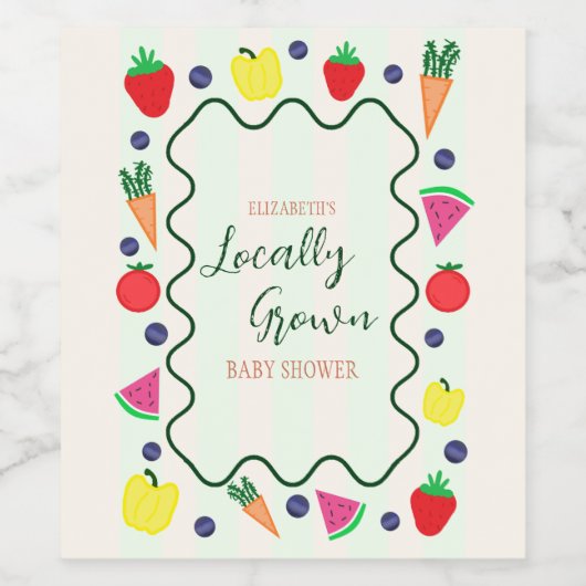Plaatselijk geteelde Baby shower van de landbouwma Wijn Etiket (Enkel label)