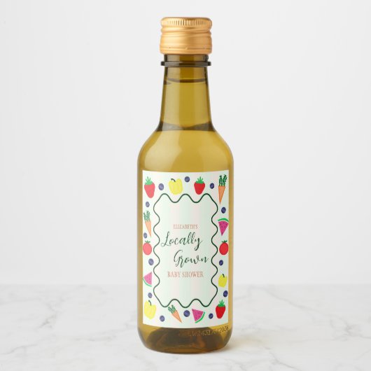 Plaatselijk geteelde Baby shower van de landbouwma Wijn Etiket (Voorkant)
