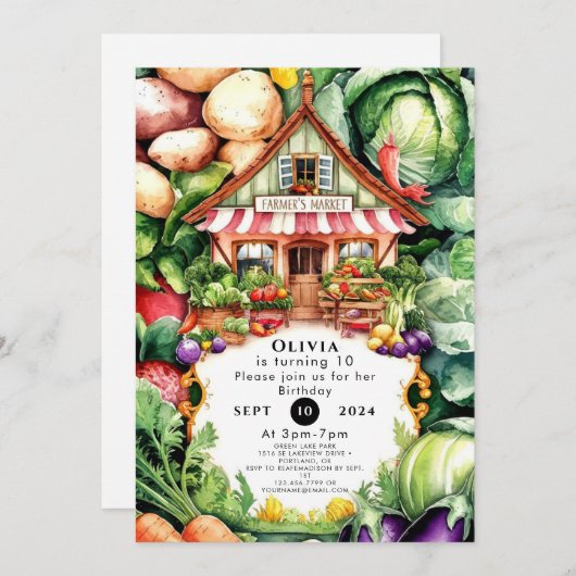 Plaatselijk geteelde boeren markt verjaardag kaart (Voorkant / Achterkant)