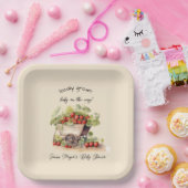 Plaatselijk geteelde boeren zetten aardbeienwagen  papieren bordje (Feest)