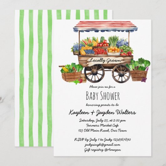 Plaatselijk geteelde landbouwers brengen baby show kaart (Voorkant / Achterkant)