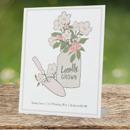 Plaatselijk geteelde landbouwers Marktactiviteiten Reclamebord Met Voetstuk