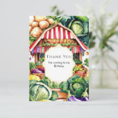 Plaatselijk geteelde pastelboeren Marktverjaardag Bedankkaart (Staand voorkant)