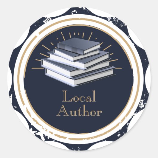 Plaatselijke auteur, Stapel boeken, Ronde Sticker (Voorkant)