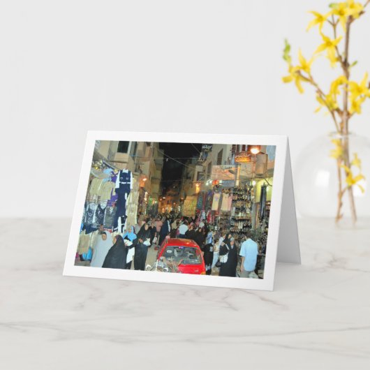 Plaatselijke Egyptenaren op de Luxormarkt Kaart (Gele Bloem)