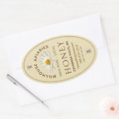 plaatselijke hand-botteling Honey Daisy and Bees Y Ovale Sticker (Envelop)