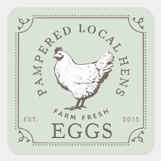 PLAATSELIJKE HENS BOERDERIJ VERS EIEREN Bleek groe Vierkante Sticker (Voorkant)