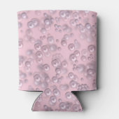 Plaatsers van wit-roze parels op roze fluweel blikjeskoeler (Achterkant)