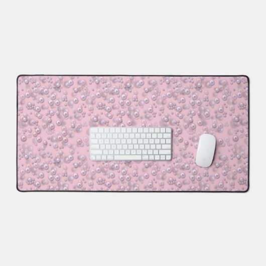 Plaatsers van wit-roze parels op roze fluweel bureaumat (Keyboard & Muis)
