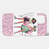 Plaatsers van wit-roze parels op roze fluweel Case-Mate iPhone case (Achterkant (horizontaal))