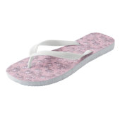 Plaatsers van wit-roze parels op roze fluweel teenslippers (Schuin)