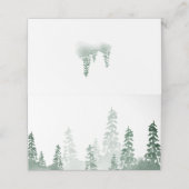 Plaatshouder met landelijke dennenbomen plaatskaartje (Buitenkant ongevouwen)