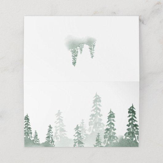 Plaatshouder met rustic grenen bomen plaatskaartje (Buitenkant ongevouwen)