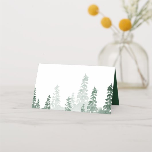 Plaatshouder met rustic grenen bomen plaatskaartje (Voorkant)