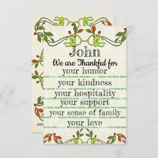 Plaatsingskaarten  bedankkaart (Voorkant / Achterkant)