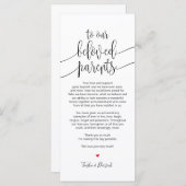 Plaatsinstelling bedankkaart voor geliefde ouders programmakaart (Voorkant / Achterkant)