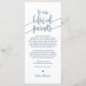 Plaatsinstelling bedankkaart voor geliefde ouders programmakaart (Voorkant)