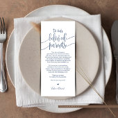 Plaatsinstelling bedankkaart voor geliefde ouders programmakaart