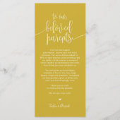 Plaatsinstelling bedankkaart voor geliefde ouders programmakaart (Voorkant)