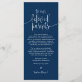 Plaatsinstelling bedankkaart voor geliefde ouders programmakaart (Voorkant)