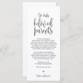 Plaatsinstelling bedankkaart voor geliefde ouders programmakaart (Voorkant / Achterkant)