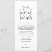 Plaatsinstelling bedankkaart voor geliefde ouders programmakaart (Voorkant)