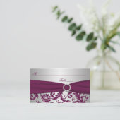 Plaatskaarten Plum en Silver Damask Plaatskaartje (Staand voorkant)