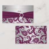 Plaatskaarten Plum en Silver Damask Plaatskaartje (Voorkant / Achterkant)