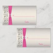 Plaatskaarten roze, zwart en zilver plaatskaartje (Voorkant / Achterkant)