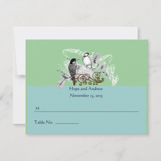 Plaatskaarten Tortelduifjes wijzigen in RSVP (Voorkant)