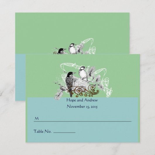 Plaatskaarten Tortelduifjes wijzigen in RSVP (Voorkant / Achterkant)