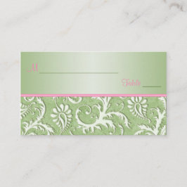 Plaatskaarten voor groene en roze Damask Plaatskaartje