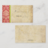 Plaatskaarten voor roze en groene  Damask Wedding Plaatskaartje (Voorkant / Achterkant)
