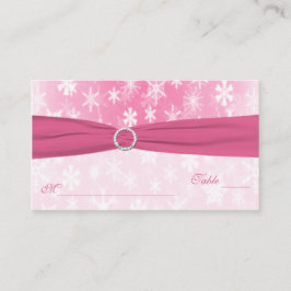 Plaatskaarten voor roze en witte sneeuwvlokken plaatskaartje
