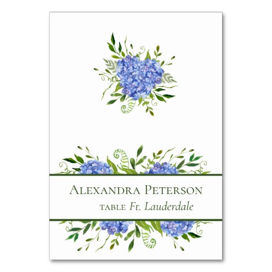 Plaatskaartjes met blauwe hortensia's kaart (Voorkant)