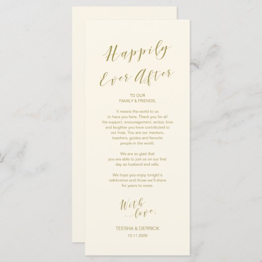 Plaatsstelling plaatsen Dank u kaart, modern Scrip Programmakaart (Voorkant / Achterkant)